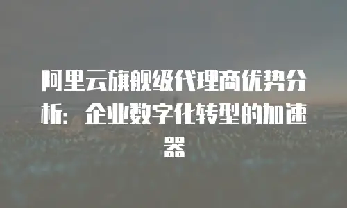 阿里云旗舰级代理商优势分析：企业数字化转型的加速器