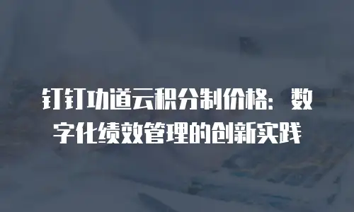 钉钉功道云积分制价格：数字化绩效管理的创新实践
