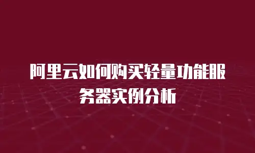 阿里云如何购买轻量功能服务器实例分析