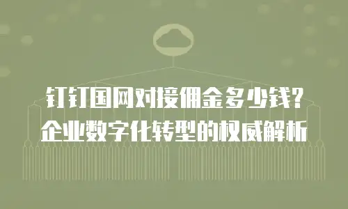 钉钉国网对接佣金多少钱？企业数字化转型的权威解析