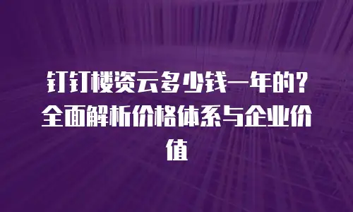 钉钉楼资云多少钱一年的？全面解析价格体系与企业价值
