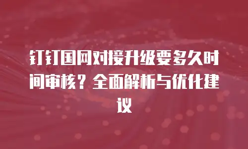 钉钉国网对接升级要多久时间审核？全面解析与优化建议