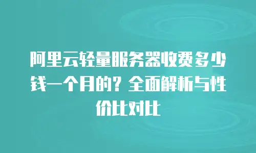 阿里云轻量服务器收费多少钱一个月的？全面解析与性价比对比