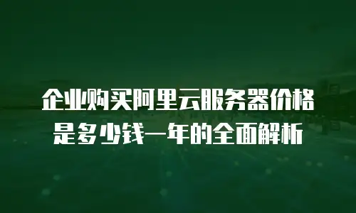 企业购买阿里云服务器价格是多少钱一年的全面解析