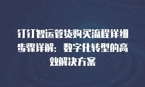 钉钉智运管货购买流程详细步骤详解：数字化转型的高效解决方案