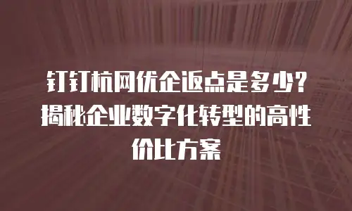 钉钉杭网优企返点是多少？揭秘企业数字化转型的高性价比方案