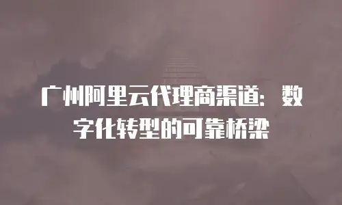 广州阿里云代理商渠道：数字化转型的可靠桥梁
