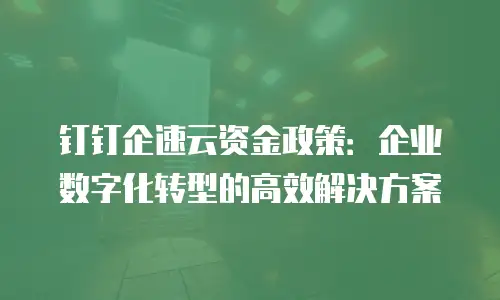 钉钉企速云资金政策：企业数字化转型的高效解决方案