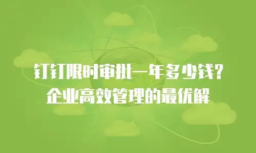 钉钉限时审批一年多少钱？企业高效管理的最优解