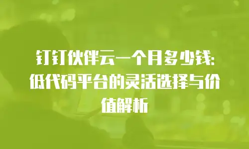 钉钉伙伴云一个月多少钱：低代码平台的灵活选择与价值解析