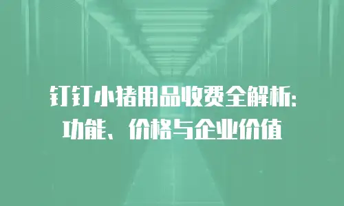 钉钉小猪用品收费全解析：功能、价格与企业价值
