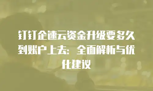 钉钉企速云资金升级要多久到账户上去：全面解析与优化建议