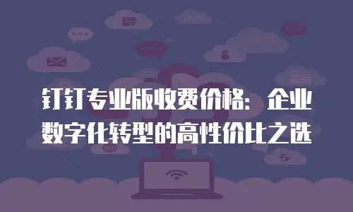 钉钉专业版收费价格：企业数字化转型的高性价比之选