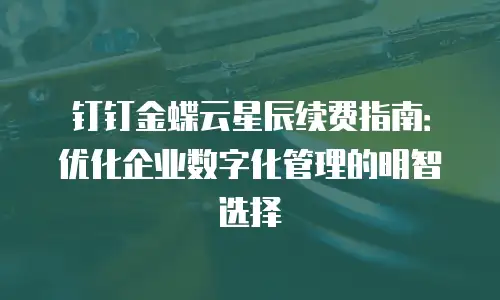 钉钉金蝶云星辰续费指南：优化企业数字化管理的明智选择