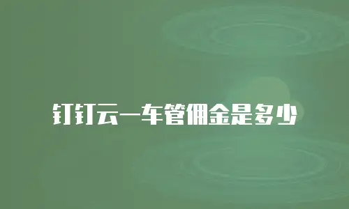 钉钉云一车管佣金是多少