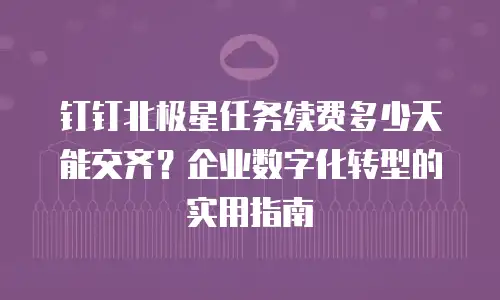 钉钉北极星任务续费多少天能交齐？企业数字化转型的实用指南