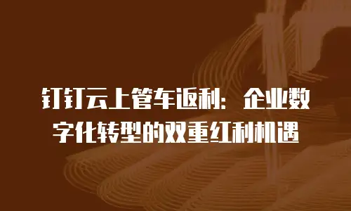 钉钉云上管车返利：企业数字化转型的双重红利机遇