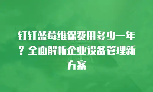 钉钉蓝莓维保费用多少一年？全面解析企业设备管理新方案