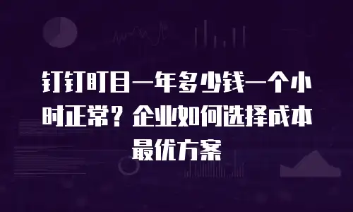 钉钉盯目一年多少钱一个小时正常？企业如何选择成本最优方案