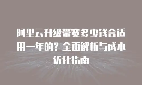 阿里云升级带宽多少钱合适用一年的？全面解析与成本优化指南