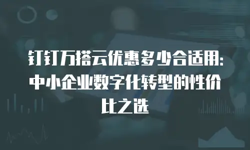 钉钉万搭云优惠多少合适用：中小企业数字化转型的性价比之选