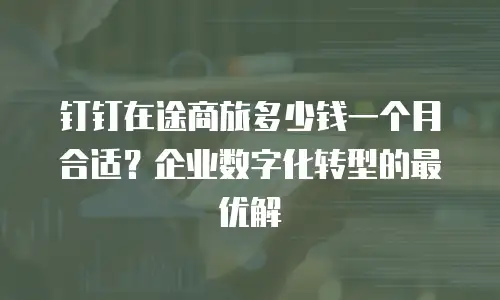 钉钉在途商旅多少钱一个月合适？企业数字化转型的最优解