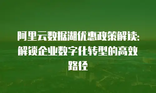 阿里云数据湖优惠政策解读：解锁企业数字化转型的高效路径