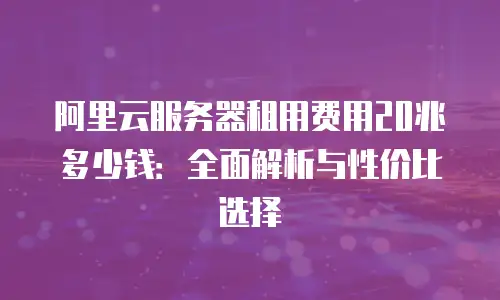 阿里云服务器租用费用20兆多少钱：全面解析与性价比选择
