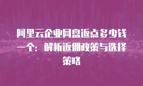 阿里云企业网盘返点多少钱一个：解析返佣政策与选择策略