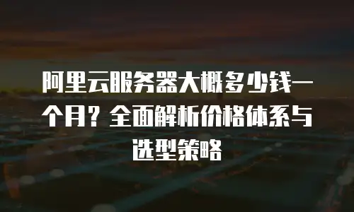 阿里云服务器大概多少钱一个月？全面解析价格体系与选型策略