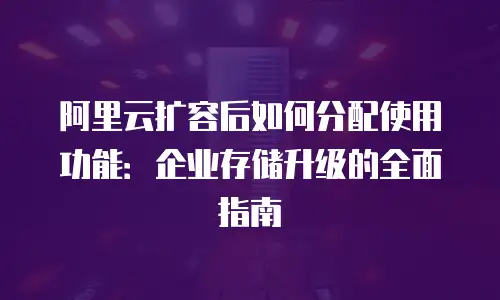 阿里云扩容后如何分配使用功能：企业存储升级的全面指南