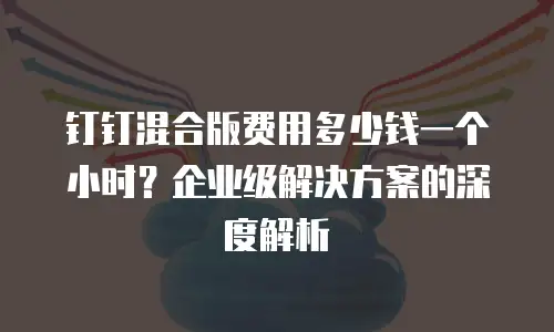 钉钉混合版费用多少钱一个小时？企业级解决方案的深度解析