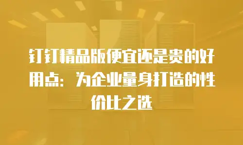 钉钉精品版便宜还是贵的好用点：为企业量身打造的性价比之选