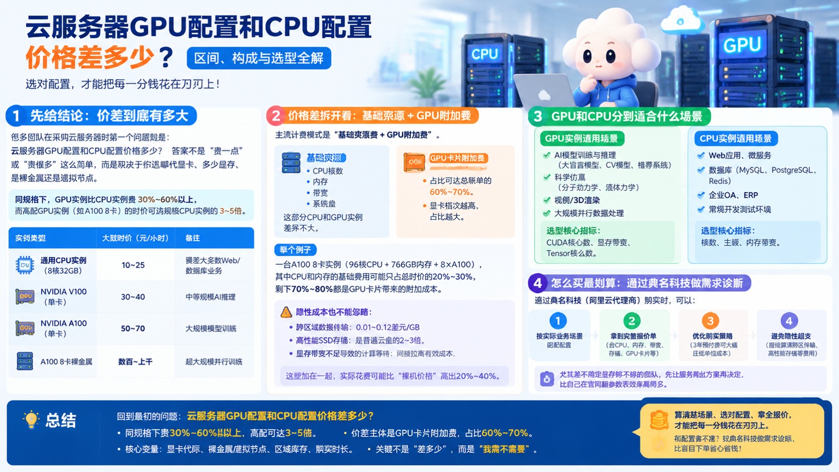 云服务器GPU与CPU配置价格差:区间与计费逻辑