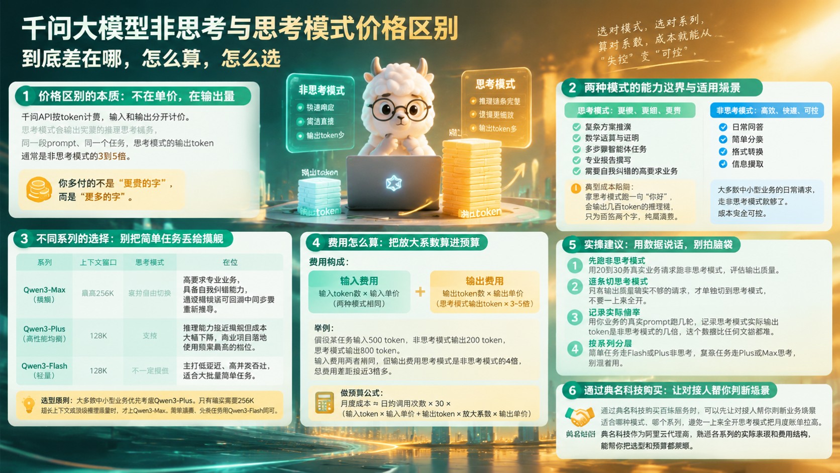 千问大模型非思考和思考模式价格区别:计费口径与适用场景