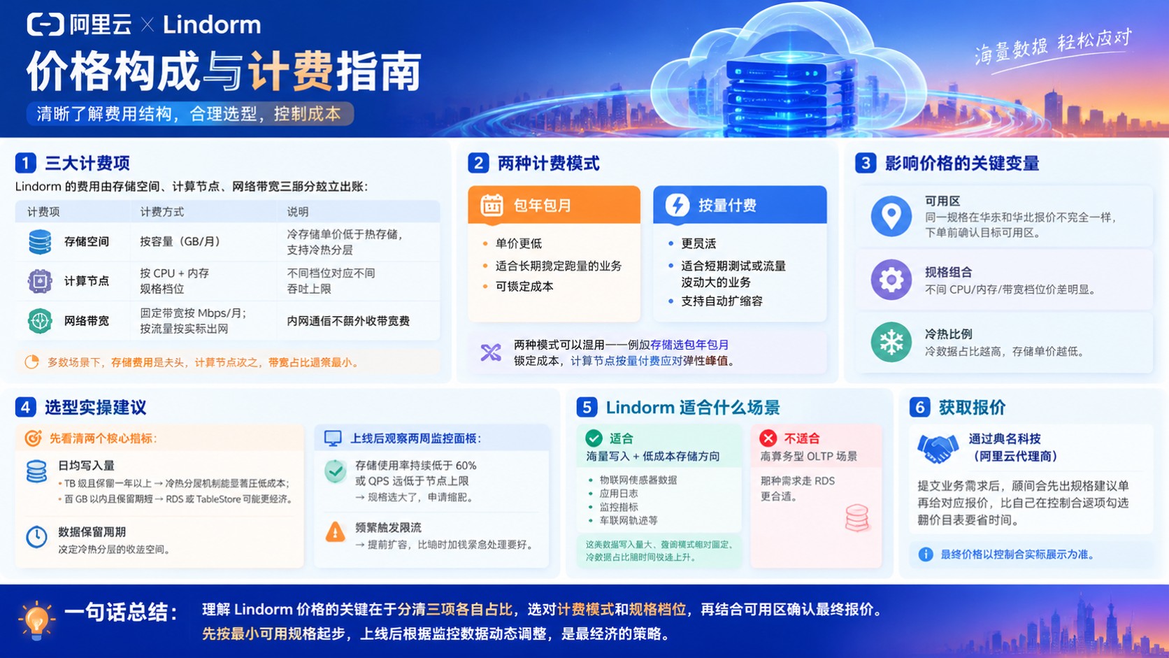 阿里云Lindorm价格明细：计费项与费用口径
