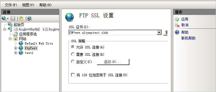 访问Windows实例创建的FTP站点时报错&ldquo;534 Policy requires SSL&rdquo;