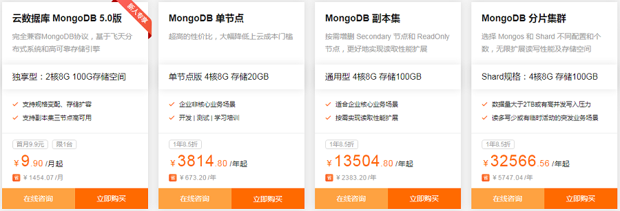 哪些云数据库MongoDB有折扣