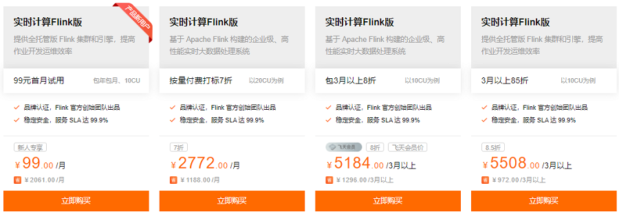 实时计算Flink版收费标准：实时计算Flink版价格多少钱