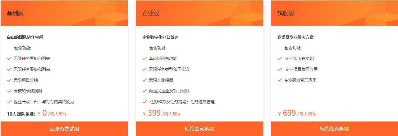 钉钉项目管理Teambition费用:钉钉项目管理价格是多少