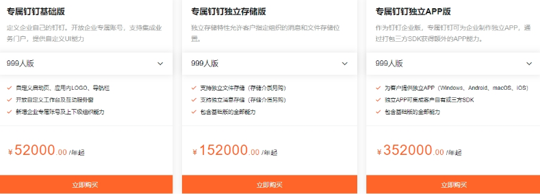 专属钉钉费用:钉钉专属版收费明细