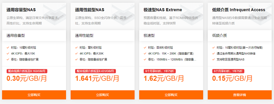 文件存储 NAS费用多少钱一年